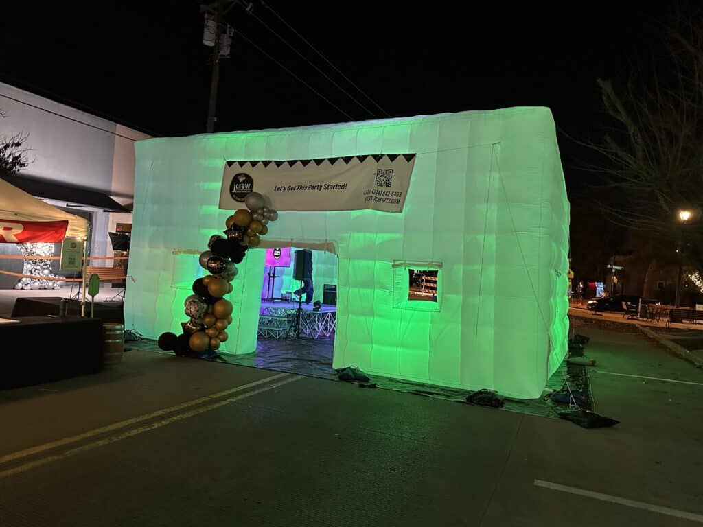 inflatable building exterior green lighting